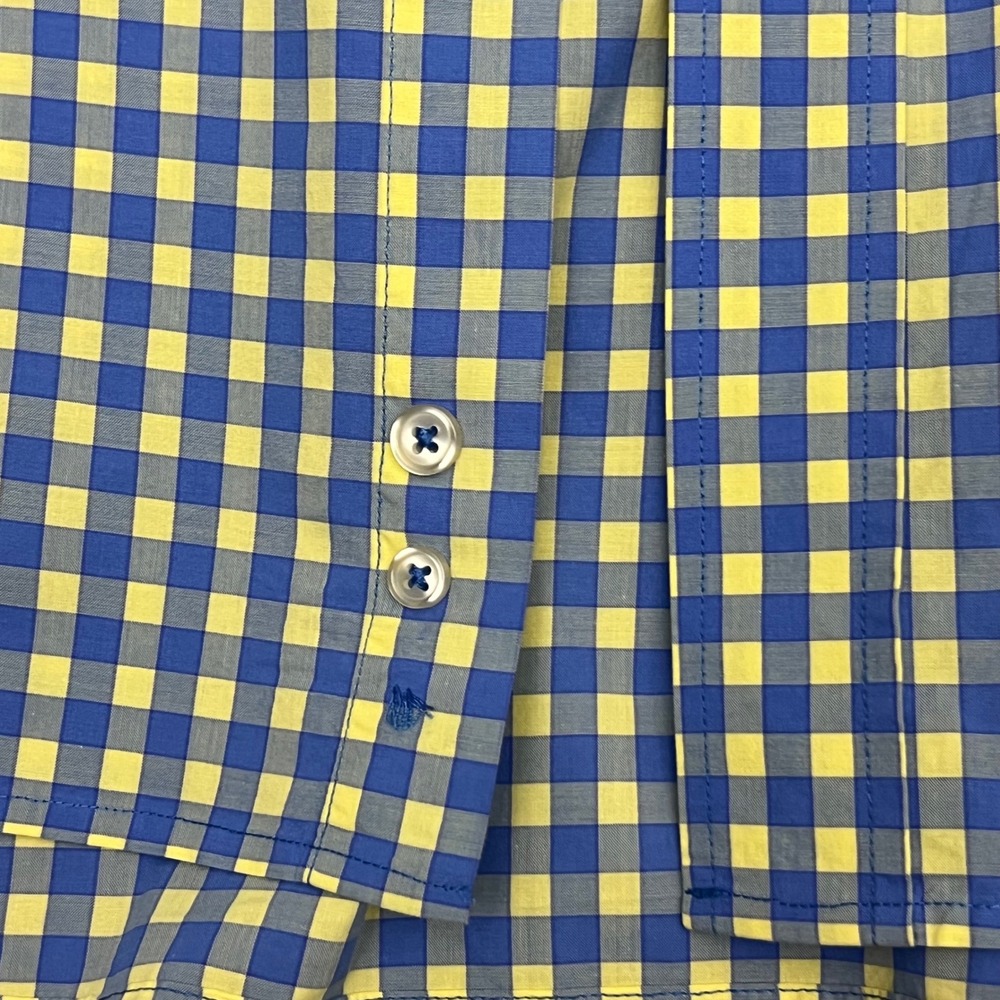Donald Ross Button Down Men XXL Blue Yellow Gingham Check Long Sleeve Excellent - Picture 3 of 13